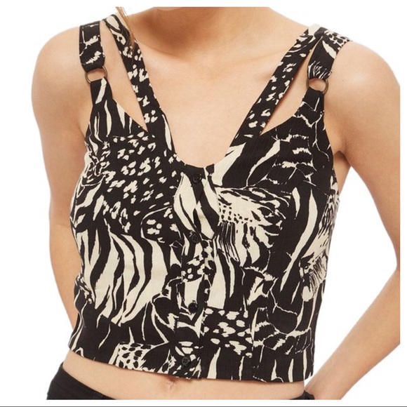 NWT Topshop Tiger Print Crop Top - Picture 2 of 6